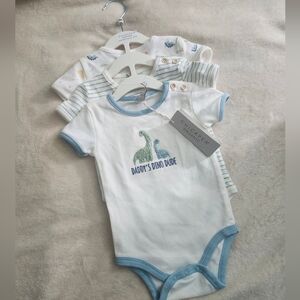 ChickPea Organic Dino Bodysuit Trio - Blue, White, Green